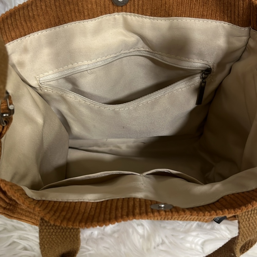 Tan Corduroy Tote Bag - Picture 5 of 5